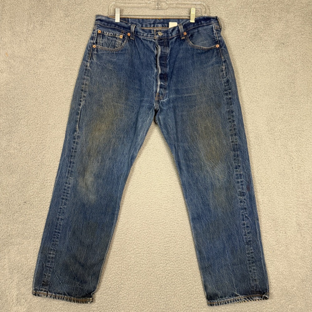 Vintage Levis 501xx  Button Fly Straight Leg Jeans Medium Wash Blue Denim Mens